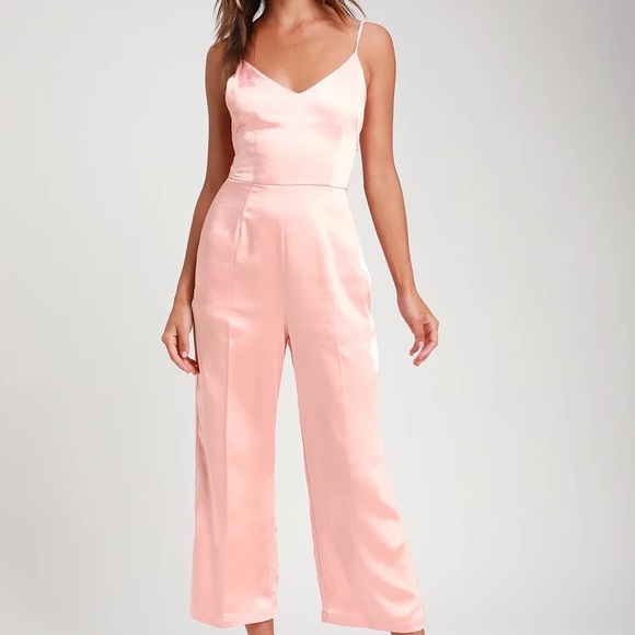 Lulus Pants - Lulu’s Blush Satin Jumpsuit